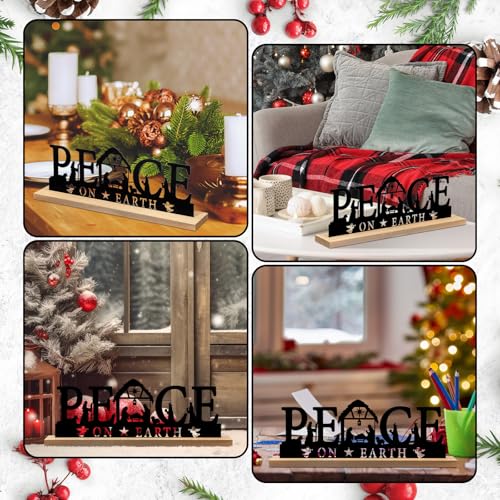 Pinkunn Black Metal Nativity Scene, Peace on Earth Sign for Christmas - style: Peace on Earth