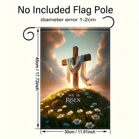 Easter Garden Flag He Is Risen Cross Design 12x18 Inch Double Sided Outdoor Yard Banner for Spring Christian Holiday Resurrection Sunday Church Decoration Home Outdoor Decor - color: Easter Sunrise Cross