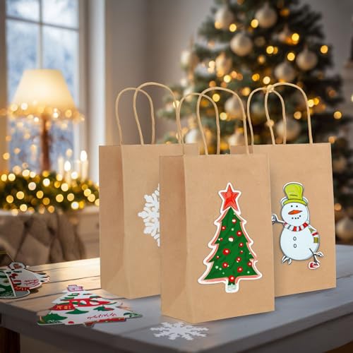Juvale Brown Gift Bags with Handles - 12-Pack Large, Brown, 8 x 4.75 x 10 In, 120 GSM Paper - Paper Gift Bags Bulk for Party Favors & DIY Decorating & Branding - style: Large