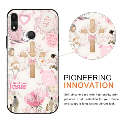 Pink Bow Floral Faith Collage Phone Case for Gabb Phone 4 6.1 Inch, Bible Verse Inspirational Quote Patchwork Aesthetics Shockproof Slim Protective Cover for Women Girls - color: Pink White, size: For Gabb phone 4