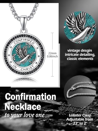 Confirmation Gifts Sterling Silver Confirmed in Christ Religious Catholic Jewerly - color: K