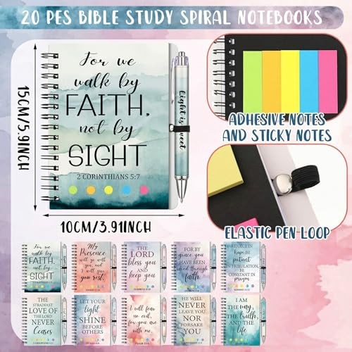 20 Set Christian Gift Prayer Journal for Woman Verse Spiral Note,Watercolor - style: Watercolor Bible