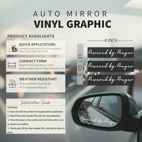 3XPowered by Prayer Sticker, Christian Vinyl Decal for Car Window & Laptop, Inspirational Bible Verse Faith Sticker, Religious Gift for Women Men Teens (White) - color: White
