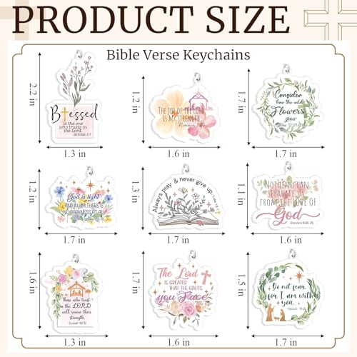 Henoyso 36 Pcs Christian Keychains Jesus Party Favors, Bible Verse - style: Bible Verse
