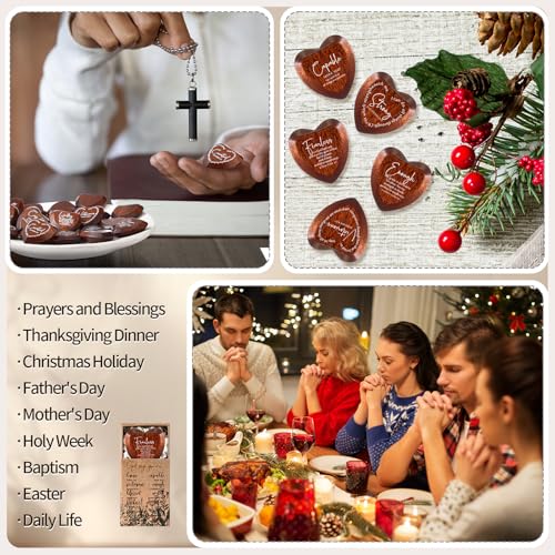Yalikop 24 Sets Christian Gift Bulk Wooden Scripture Hearts, Dark Brown - color: Dark Brown