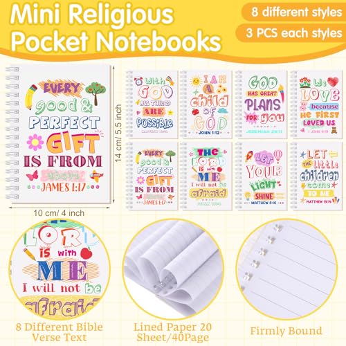 Crtiin 48 Pcs Christian Notepads Pencil Set, Kids School Bible Gifts, White - color: White, style: White Jesus