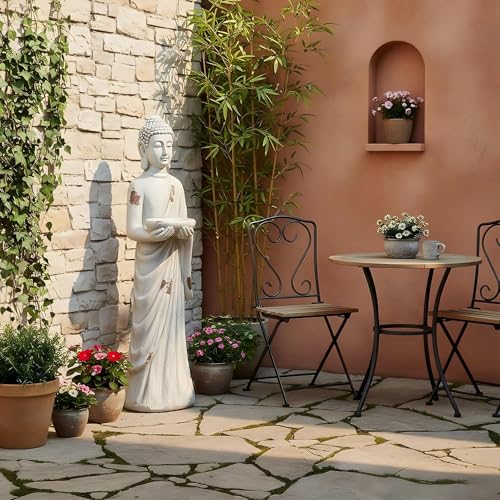 Extra-Large Buddha Statue Outdoor,3.5Ft Asian Decor with Birdfeeder - color: Asian Buddh-42.1"