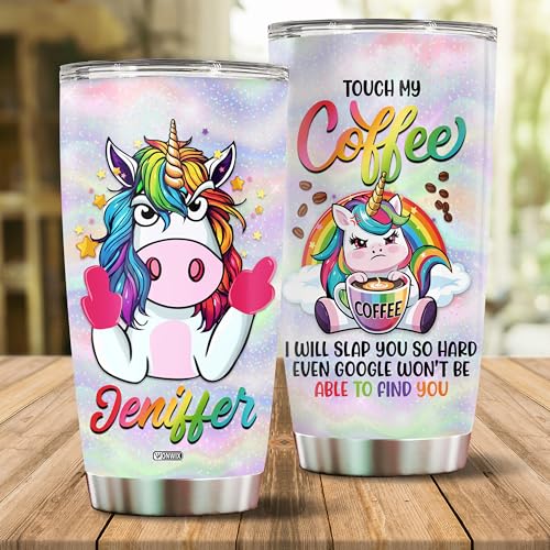 Personalized Unicorn Tumbler Gifts for Women Travel Cup Coffee Mug Insulated Stainless Steel 20oz With Lid Water Bottle Gift for Girls Kids Daughter Unicorn Lovers - color: UNICORN