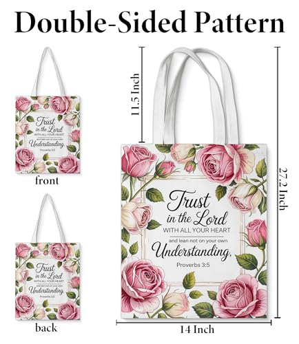 Aesthetic Canvas Tote Bag for Women Man,Christian Bible Verse Reusable Grocery Shoulder Bag for Shopping Work Travel - color: Christian_3403