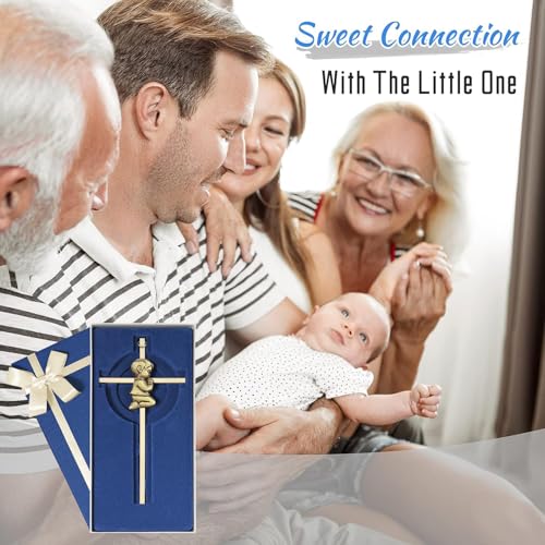 Tryuunion Baby Wall Cross Baptism Gifts for Boys, 7-inch Gold blessing Boy Baptism Crosses for First Holy Communion Christening and Dedication Baptismal Gifts - color: Gold Boy