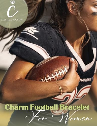 CASSIECA Gold Bracelets for Women 14K Gold Plated Cross Sport Link Chain - color: Football