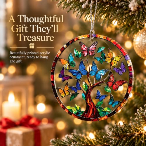 Colorful Butterfly Tree Christmas Ornaments 2026, Butterfly Gifts for Women - color: Tree Butterfly 2