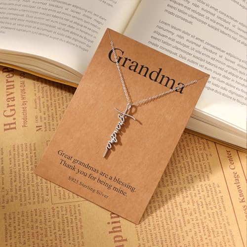 Lcherry Birthday Gifts for Grandma Mom Daughter Teacher Cross Necklace for Women Christian Necklaces Religious Gifts Jewelry for Women Mother's Day - style: Grandma-Sterling Silver