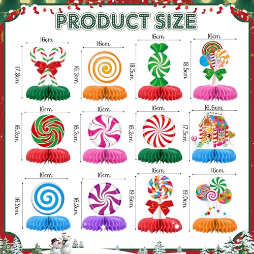 12 Pcs Christmas Candy Honeycomb Centerpieces Table Decor - style: Christmas Candy