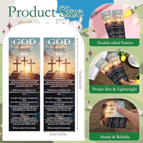 God Love You Bookmarks Gifts - Cosmisun 100 Pcs Religious Bookmark Paper Christian Bible Verse Book Marks Page Marker Favors for Women Men Office Church Book Lovers Reading Party Rewards - color: God Love You