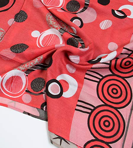 Scarf& Scarfand's Vibrant Colored Artistic Painting & Graphic Print Infinity Fashion - color: Flower Coral