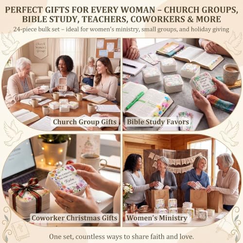 Nosiny 24 Pack Christian Flower Jewelry Case for Mom Christmas Gift Bulk