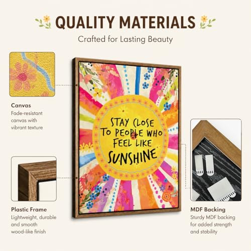 Stay Close to People Who Feel Like Sunshine Canvas Wall Art, 8 x 10 In - color: Orange, size: 10"L x 8"W