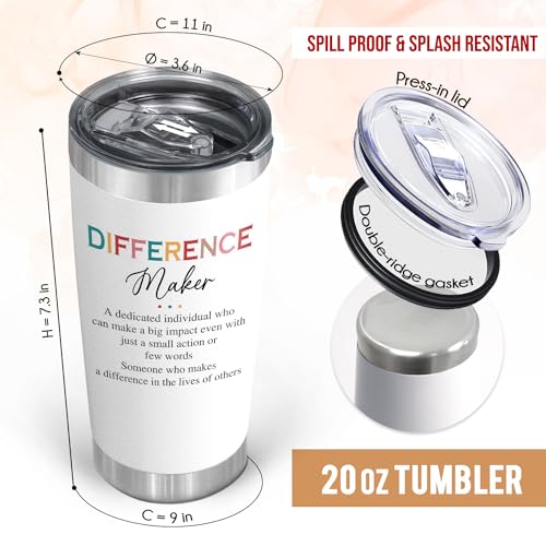 AXIARA Thank You Gifts for Women - 20 oz Stainless Steel Tumbler - color: Difference Maker, size: 20 Ounces