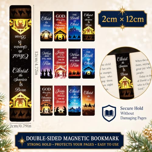 Nativity Magnetic Bookmarks, 24 Pcs Christ Birth Magnet Book Marks Clips - style: Nativity 01