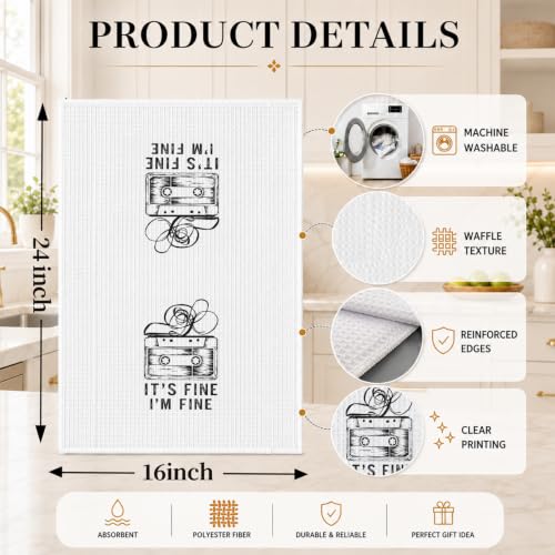 Funny Vintage Cassette Kitchen Hand Towels 16x24 Inch - color: Vintage Cassette