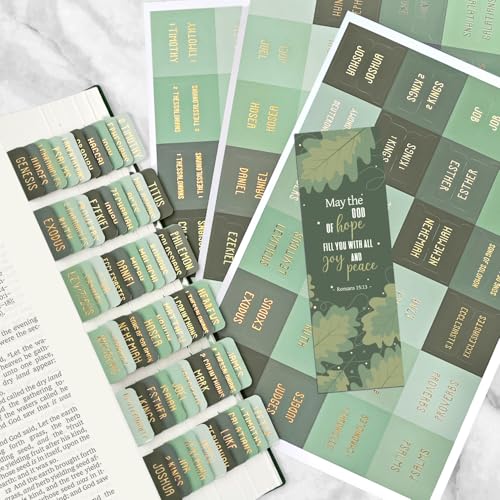 Laminated Bible Tabs for Women and Men, Gold Foil Embossed Lettering - style: Olive Green