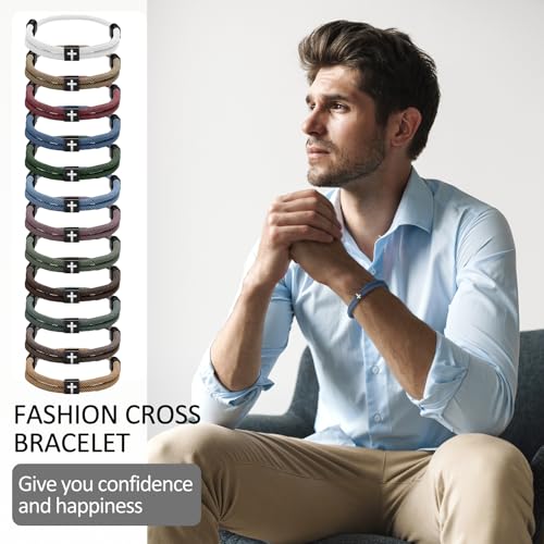 Tondiamo 24 Pcs Braided Cross Bracelet Gifts Bulk Jesus Bracelets