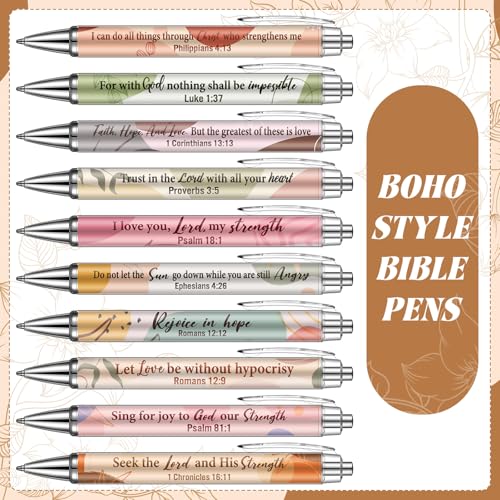 Ctosree 100 Pcs Bible Verse Ballpoint Pens Bulk Christian Gift for Women Easter Gifts Inspirational Scripture Pens Novelty Boho Scripture Black Ink Religious Gift for School Office Church Supplies