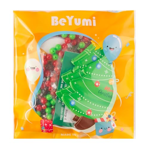 BeYumi Christmas Bracelet Craft Kit - 24 Pack Xmas DIY Joy Letter Beads Friendship Bracelets with Christmas Tree Gift Cards Xmas Craft Kits Party School Classroom Fun Activities - style: JOY