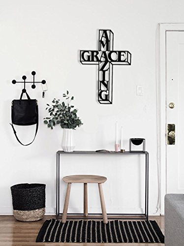 Inspirational Word Art, Christian Faith Biblical Verse Wall Sign, Hand-Made Wooden Decoration Plaque for Home, Office, Church - Real Wood - Made in The USA - 18 x 12 inches (Amazing Grace) - color: Amazing Grace