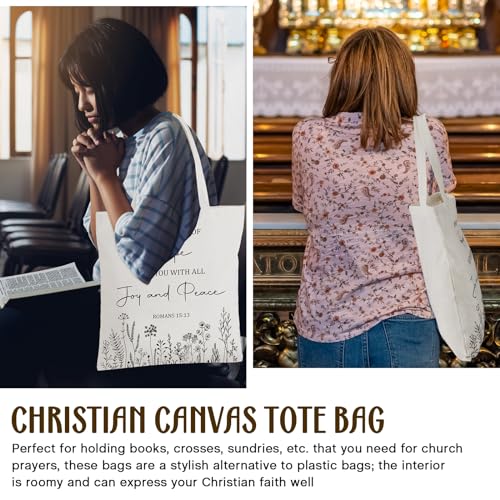 Aliceset Bible Verse Tote Bags, Canvas Floral Church Gift - style: Classic
