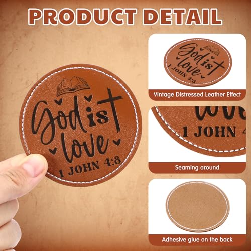 Wavwavw 20 Pcs Christian Iron-on Patches, Rustic Leatherette Bible Verse - color: Brown, style: Rustic