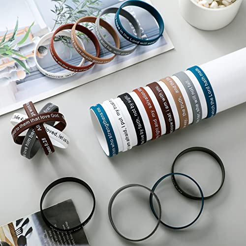 Estune 120 Pcs Bible Verse Bracelets Christian Wristbands, Dark Color - color: Dark Color