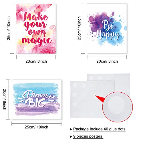 Outus Set of 9 Watercolor Inspirational Wall Art Prints