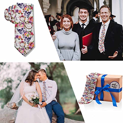 Men's Ties Novelty Tie Necktie for Men Teen Boys Multicolor Tie Party Holiday Thanksgiving Christmas - color: Human Skulls