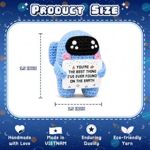 Cute Crochet Alien, Positive Crochet Animals Gift for Couples, Boyfriend Girlfriend Anniversary Birthday Gifts for Mom Dad, Graduation Gifts, Best Friend Desk Decor - color: Alien