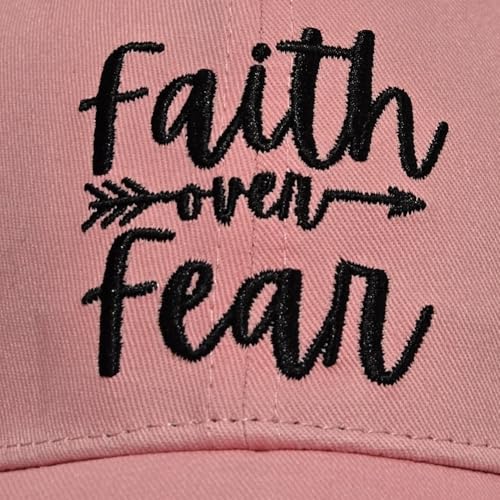 Faith Over Fear Christian Hats, Embroidered Baseball Caps for Adults - color: Pink Black