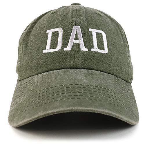 Trendy Apparel Shop Dad Embroidered Pigment Dyed Low Profile Cotton Cap - color: Olive
