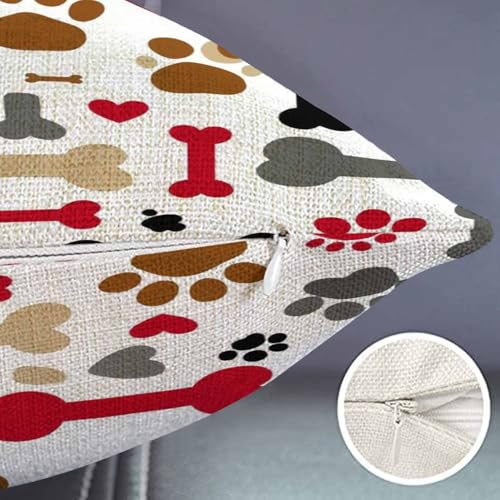 Smooffly Dogs Paws and Bones Cotton Linen Throw Lumbar Waist Pillow Case Cushion Cover Home Office Decorative Rectangle 12 X 20 Inches - color: Md025