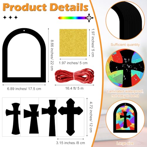 Chiisong 24 Sets Religious Sunday School Cross Crafts DIY Kit,Classic Color