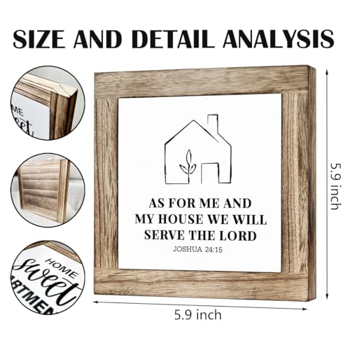 Christian Decor Art, Front Door Decoration for Shelf, Religious Home Decors, Bible Verse Artwork Wooden Box Sign, Christian Housewarming Decor, But As For Me And My House Sign - color: Christian44