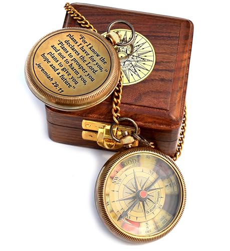 For I Know The Plans I Have For You, Jeremiah 29:11, Solid Brass Directional Engraved Compass, Baptism Gifts for Boys Girls, First Communion, Christian Gifts for Men, First Confirmation Gifts for Boys - style: #4 for I Know The Plans Compass