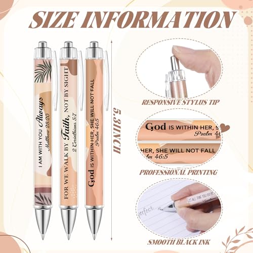 Dispowreath 12 Pcs Boho Bible Verse Pens Black Ink Christian Gift Women - style: Bohemian