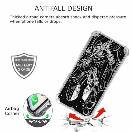 The Lovers Tarot Card Case for Samsung Galaxy S26,Trippy Hippie Black Skull Pattern,Trendy Soft TPU Bumper Phone Cover,S26 - color: The Lovers Tarot Card
