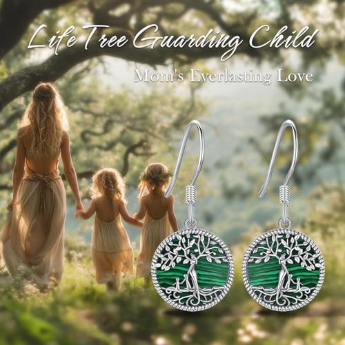 Vito Moonstone Turquoise Drop Earrings for Women, 925 Sterling Silver Hooks - style: Malachite Tree-2