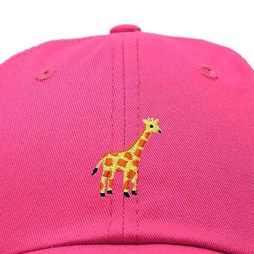 DALIX Giraffe Embroidered Dad Hat Cotton Baseball Cap Women - color: Hot Pink