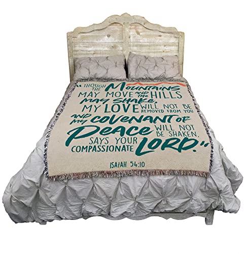 Pure Country Weavers Covenant of Peace Blanket - Scriptures - Isaiah 54:10 - Religious Gift Tapestry Throw Woven from Cotton - Made in the USA (72x54) - color: Isaiah 54:10, size: 72" x 54"