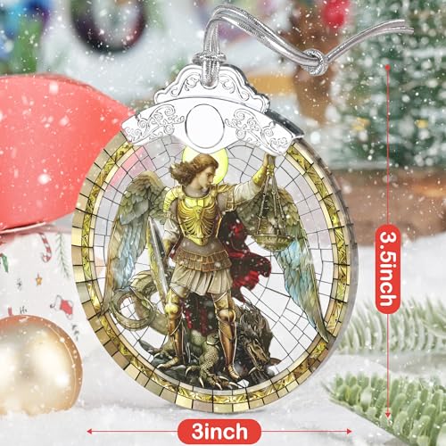 Stained Glass Ornaments, 2026 Christmas Ornament, Christmas Tree Ornament, Heirloom Keepsake, Gift Exchange, Gifts Idea - Archangel Michael - color: Archangel Michael