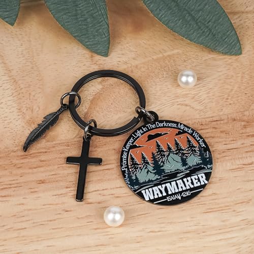Inspirational Christian Keychains Gifts for Men - Religious Keyrings for Teenage Boys, Cross Bible Verse Baptism Key Chain