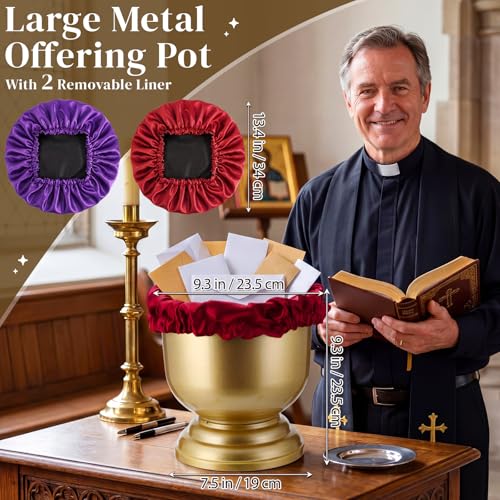 Zhehao 1 Pcs Large Offering Pot for Church Offering Pot with Removable Liner Prayer Ritual Bowl Tithes and Donations Smudge Basket for Church Communion Supplies (Stylish) - style: Stylish